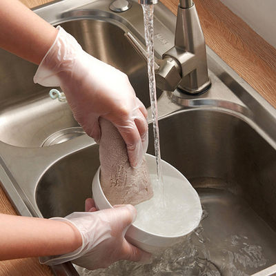 De transparante Beschikbare Vinyl van de Beschermings Anti Zure pvc van de Handschoenenarbeid Elastische Handschoenen