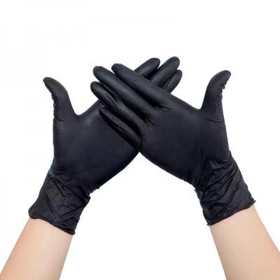 Handschoenen van het het Poeder Vrije Nitril van MSDS TDS de Zwarte voor Geweven Onderzoeksvingertop